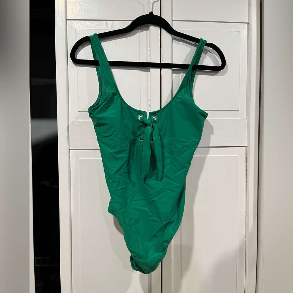 aerie Emerald Green Lace-Up One-Piece Swimsuit
